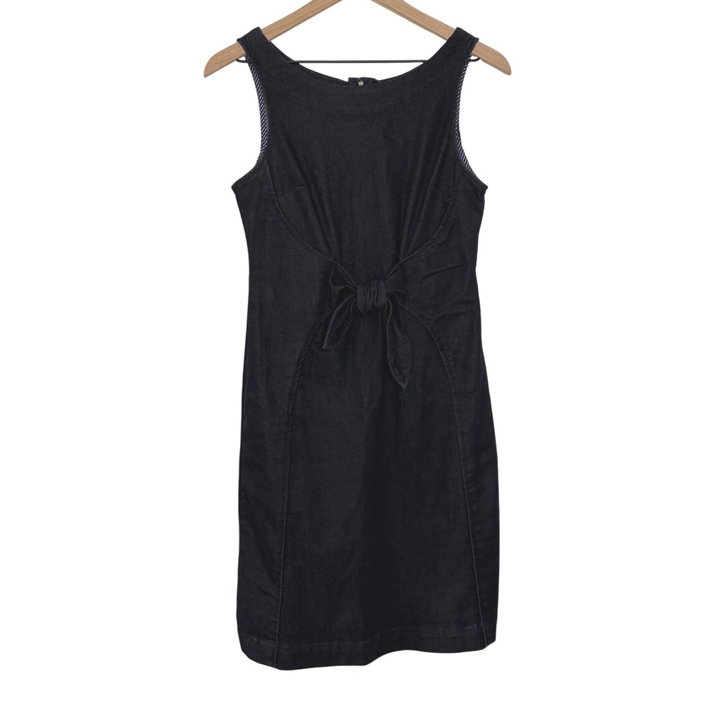 Holding Horses Anthropologie Denim Tie Front Sheath Dress Dark Wash Size 2